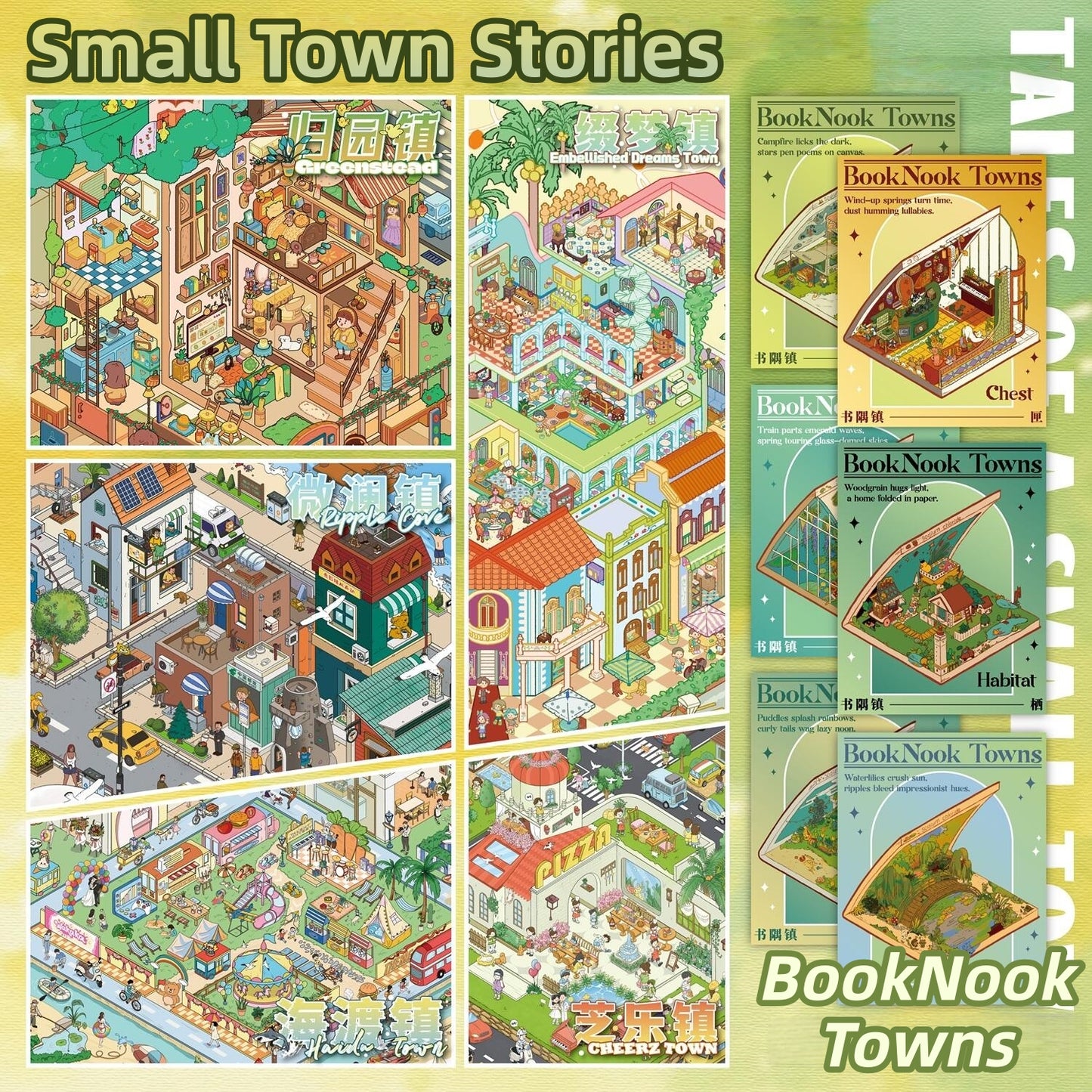Town Stories 3D Sticker | 6 Cute Miniature Scenes