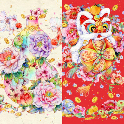The Auspicious Duo 3D Sticker | 2 Cute Miniature Scenes