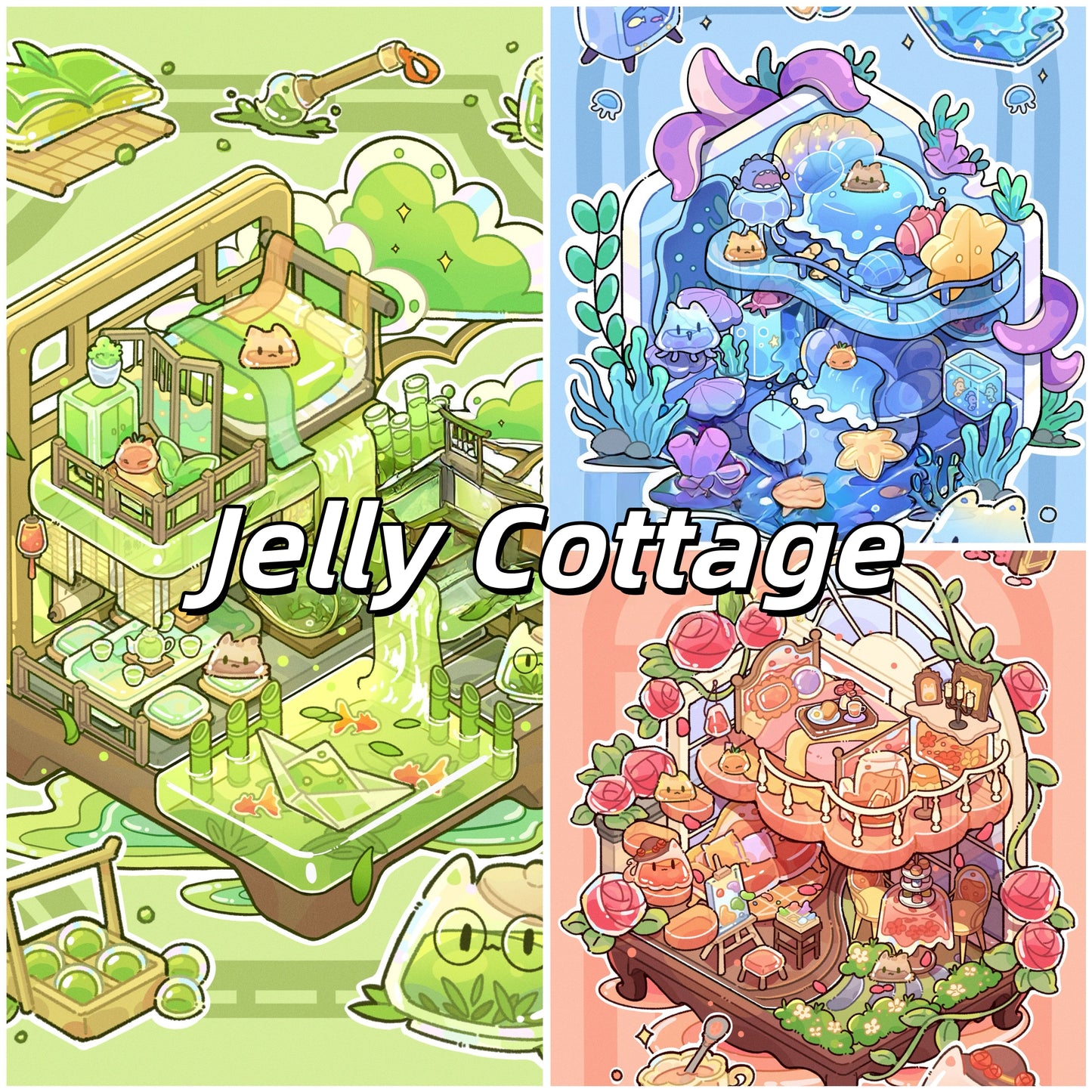 Jelly Cottage 3D Sticker | 3 Cute Miniature Scenes