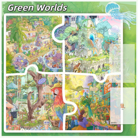 Green Worlds 3D Sticker | 4 Cute Miniature Scenes