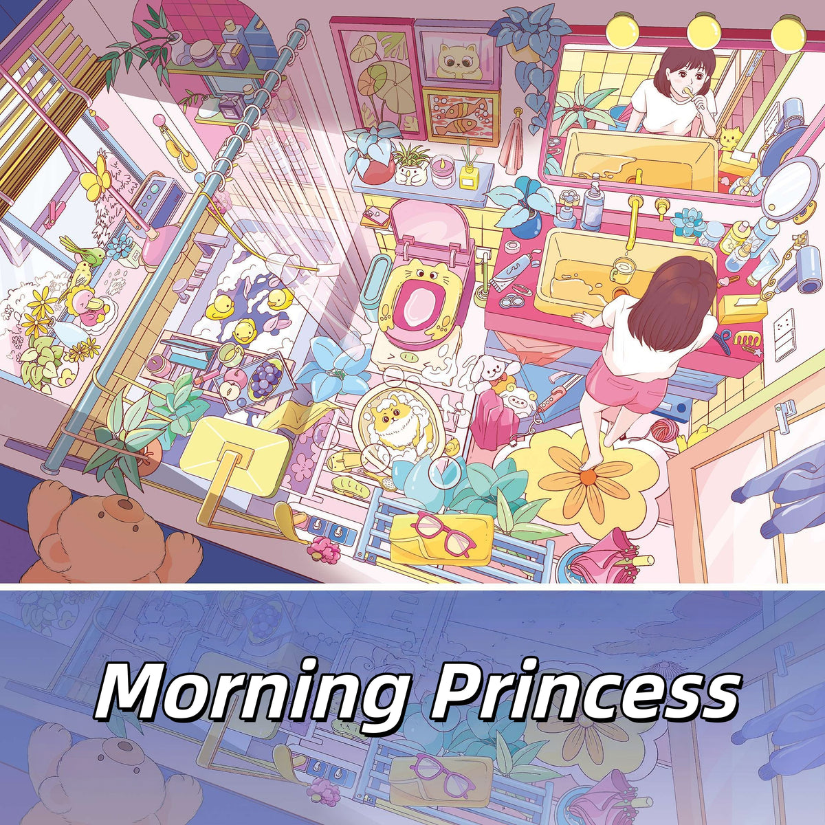 Morning Routine 3D Sticker | 2 Cute Miniature Scenes
