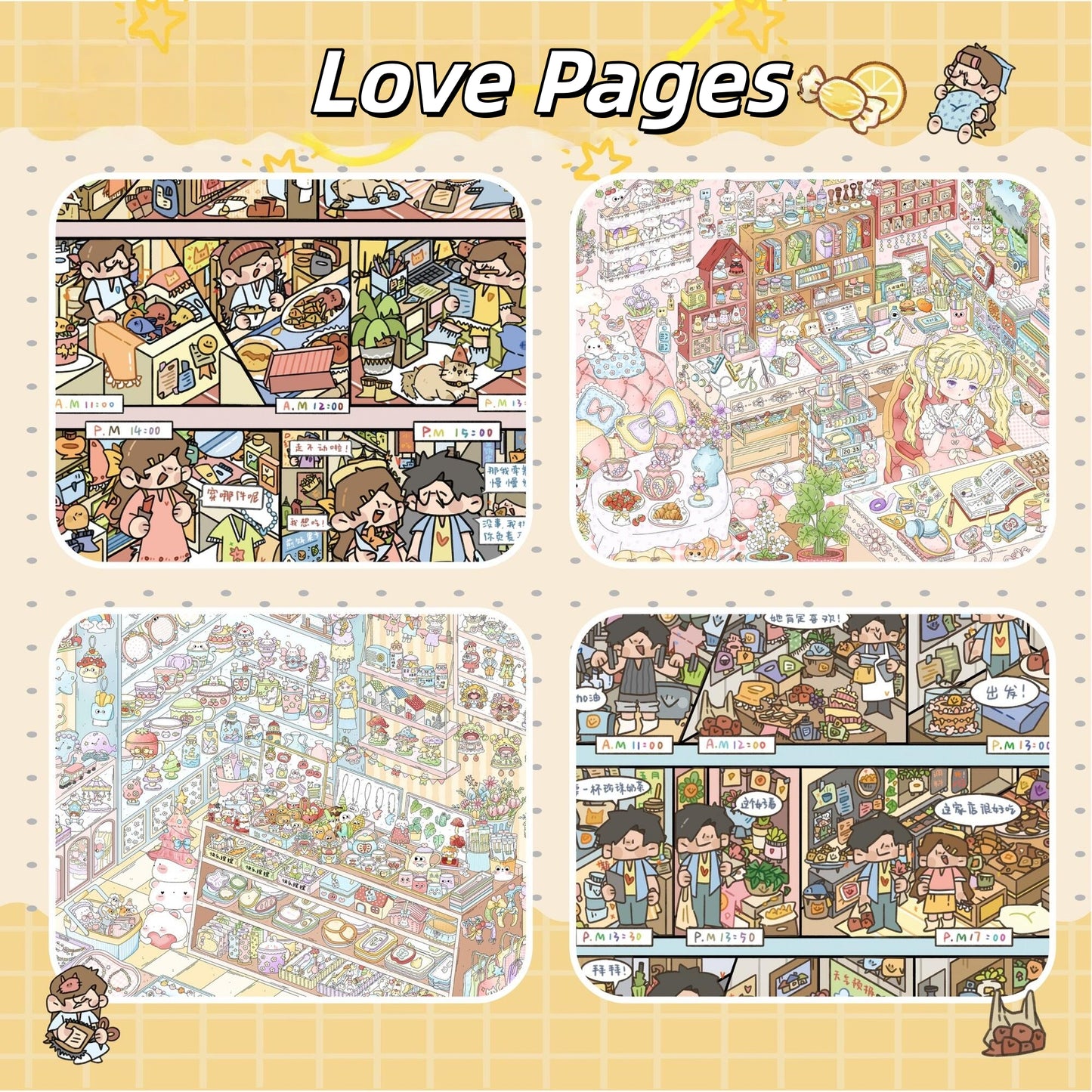 Love Pages 3D Sticker | 4 Cute Miniature Scenes