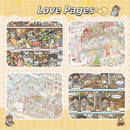Love Pages 3D Sticker | 4 Cute Miniature Scenes