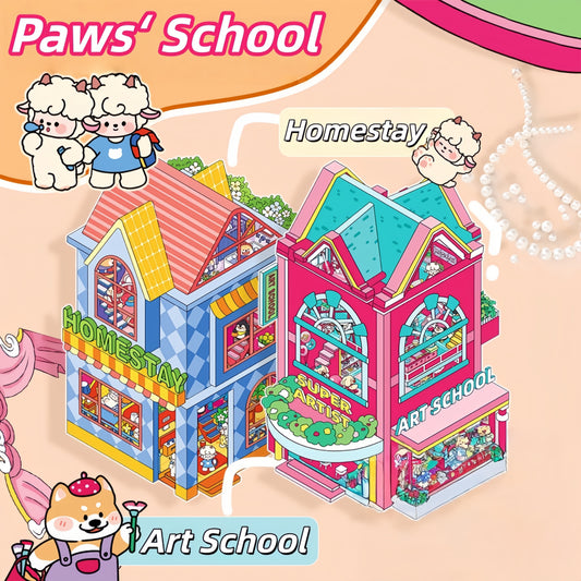 Paws‘ School 3D Sticker | 2 Cute Miniature Scenes