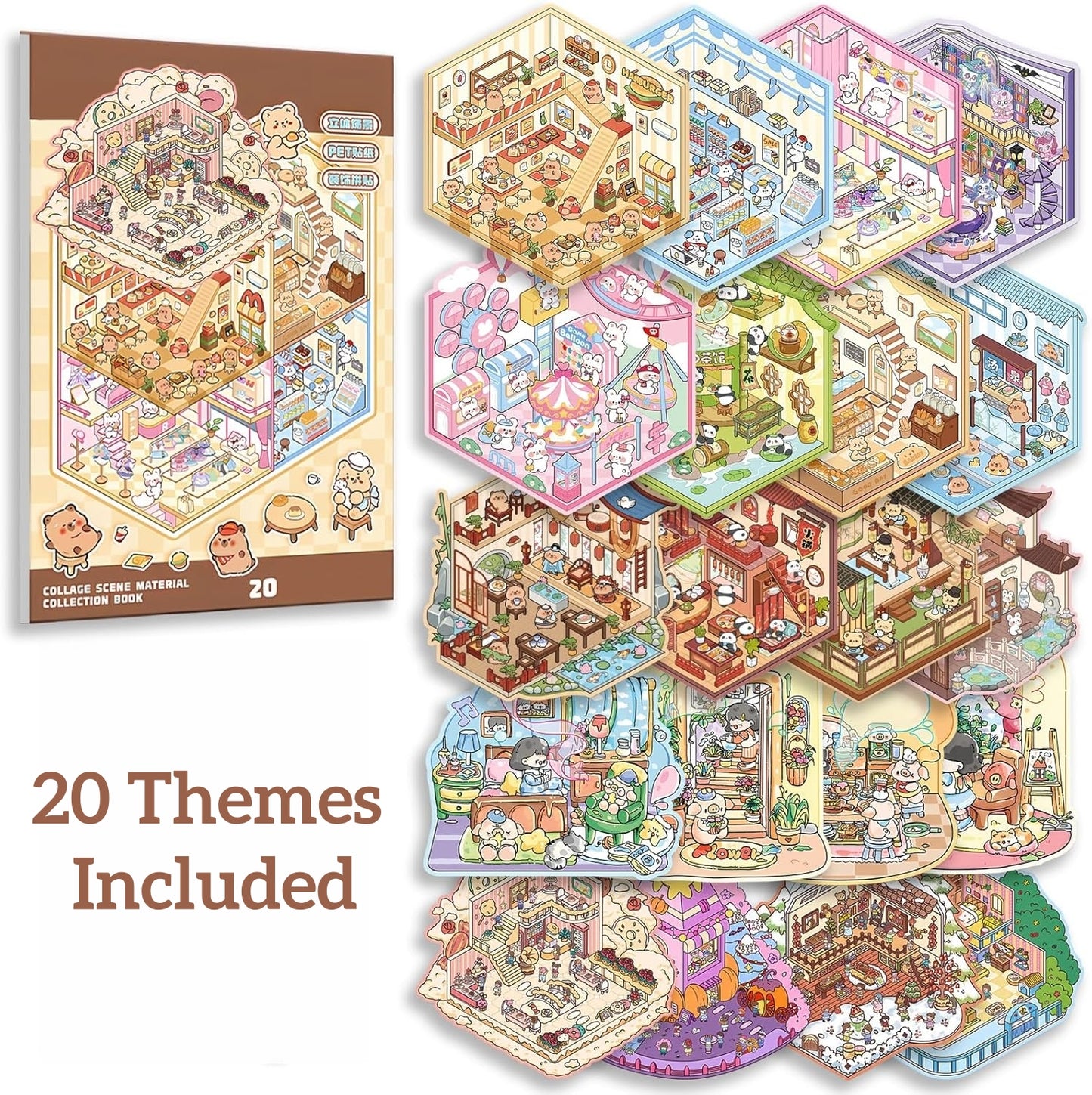 Tiny Animal Wonders 3D Sticker Material Book 1.0 – 20 Unique Scenes