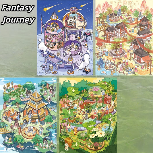 Fantasy Journey 3D Sticker | 4 Cute Miniature Scenes