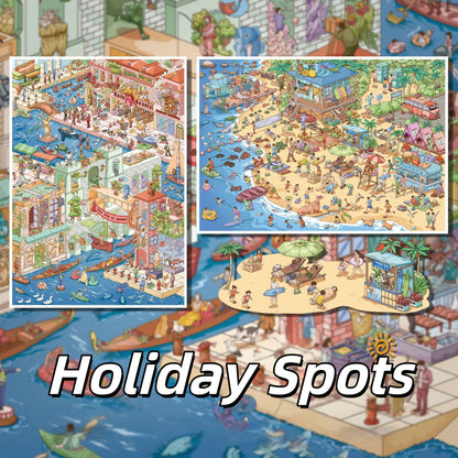 Holiday Spots 3D Sticker | 2 Cute Miniature Scenes
