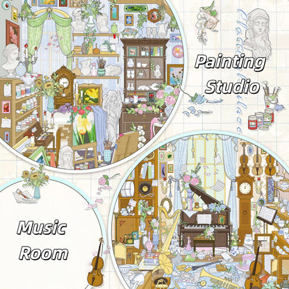 Classical Studio 3D Sticker | 2 Cute Miniature Scene