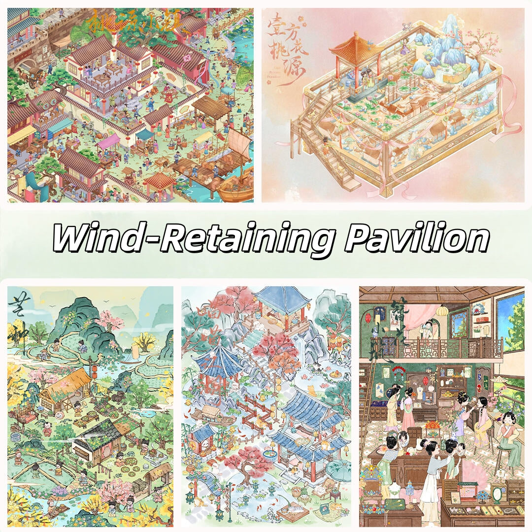 Wind-Retaining Pavilion 3D Sticker | 5 Cute Miniature Scenes