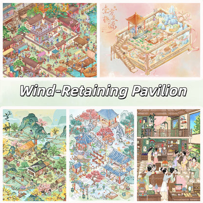 Wind-Retaining Pavilion 3D Sticker | 5 Cute Miniature Scenes