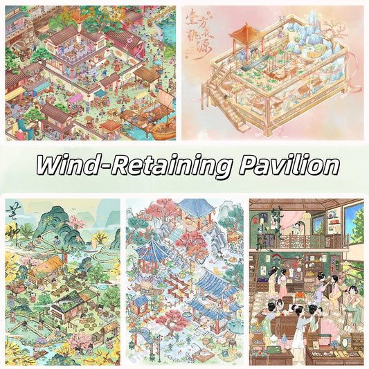 Wind-Retaining Pavilion 3D Sticker | 5 Cute Miniature Scenes