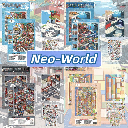 Neo-World 3D Sticker | 4 Cute Miniature Scenes