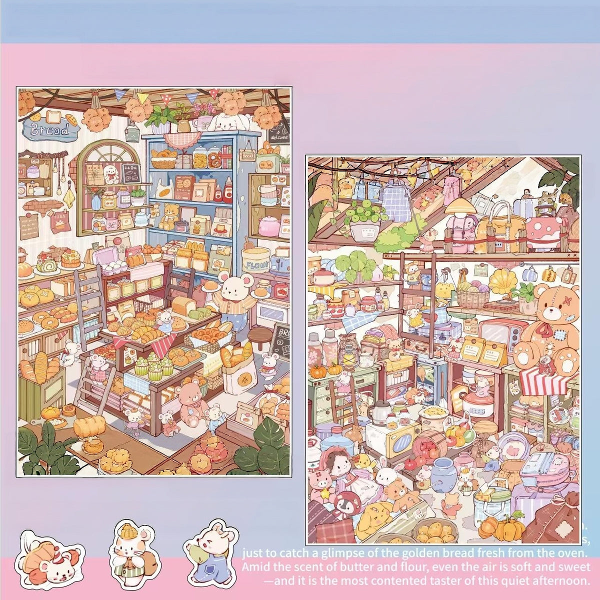 Curiosities & Crumbs 3D Sticker | 2 Cute Miniature Scenes