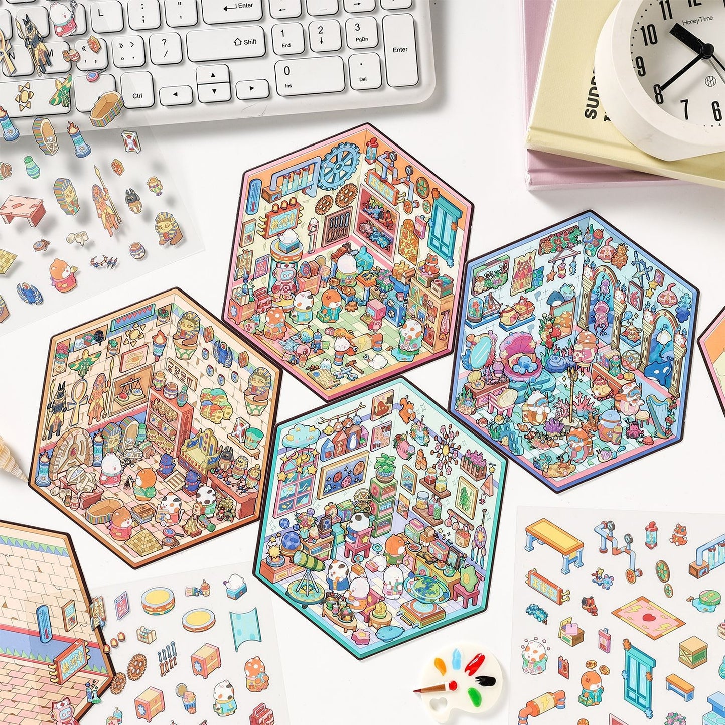 Explorer’s Atlas 3D Sticker | 4 Cute Miniature Scenes