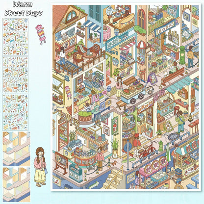 Street Scenes 3D Sticker | 2 Cute Miniature Scenes