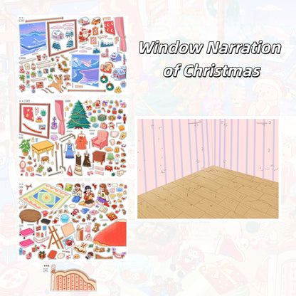 Christmas Time 3D Sticker | 4 Cute Miniature Scenes