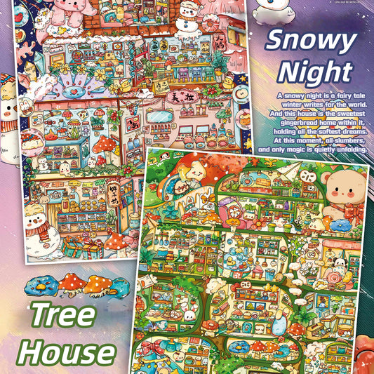 Wonder Town 3D Sticker | 2 Cute Miniature Scenes