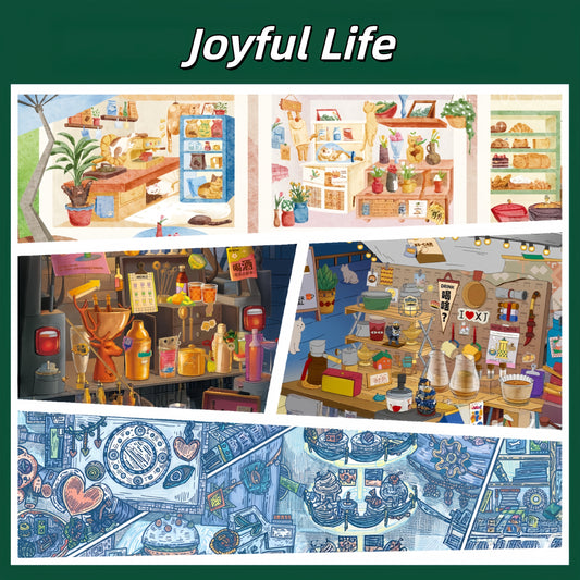 Joyful Life 3D Sticker | 4 Cute Miniature Scenes