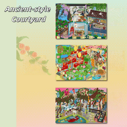 Ancient-style Courtyard 3D Sticker | 3 Cute Miniature Scenes