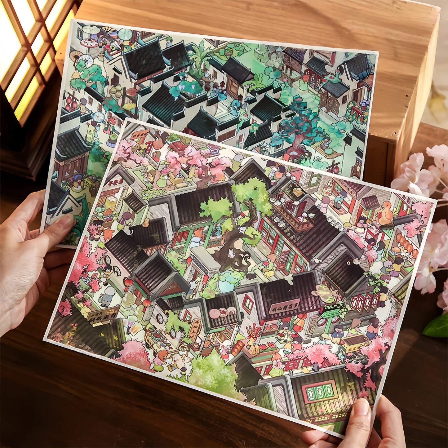 Ancient Yard 3D Sticker | 2 Cute Miniature Scenes