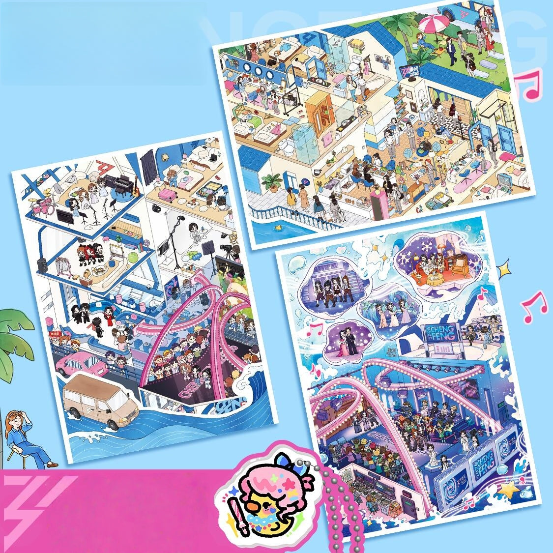 Sisters Who Make Waves 3D Sticker | 3 Cute Miniature Scenes