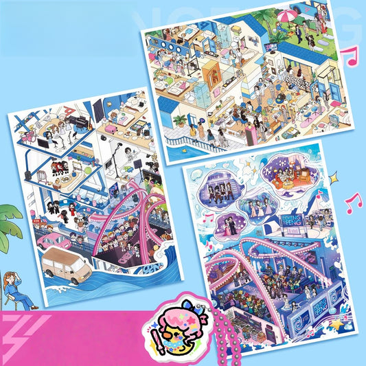 Sisters Who Make Waves 3D Sticker | 3 Cute Miniature Scenes