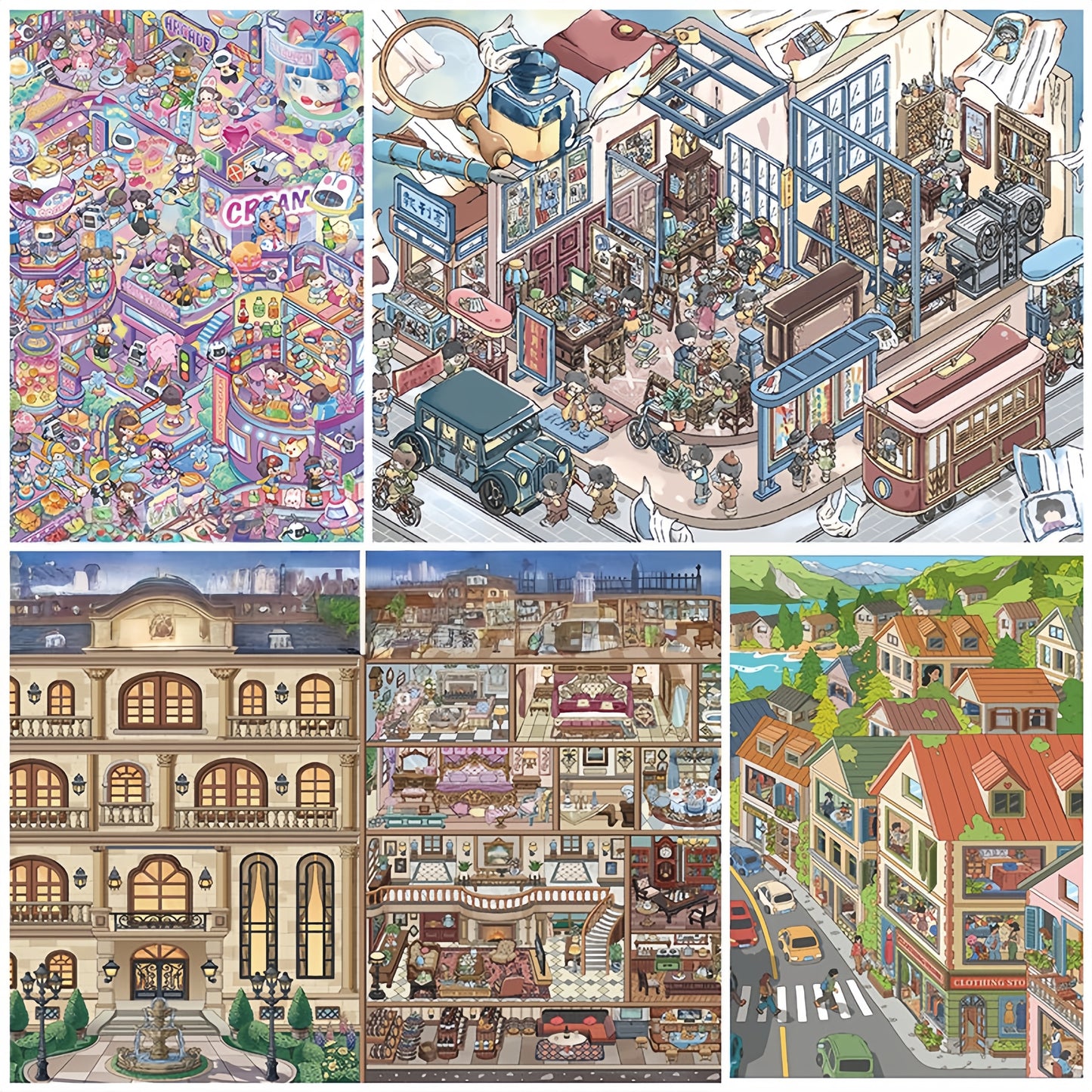 Whimsical Life 3D Sticker | 4 Cute Miniature Scenes