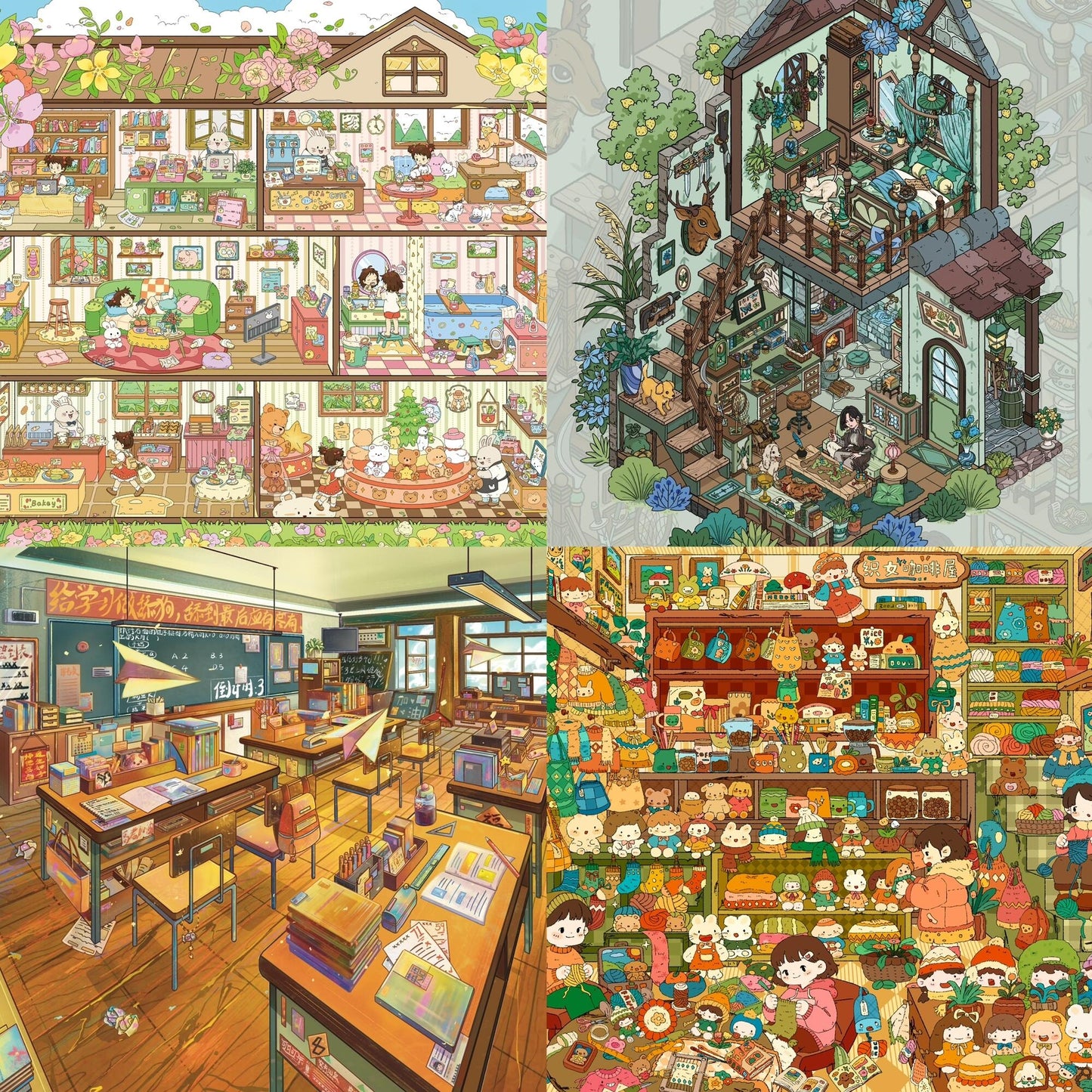 Whimsy Daily Life 3D Sticker | 4 Cute Miniature Scenes