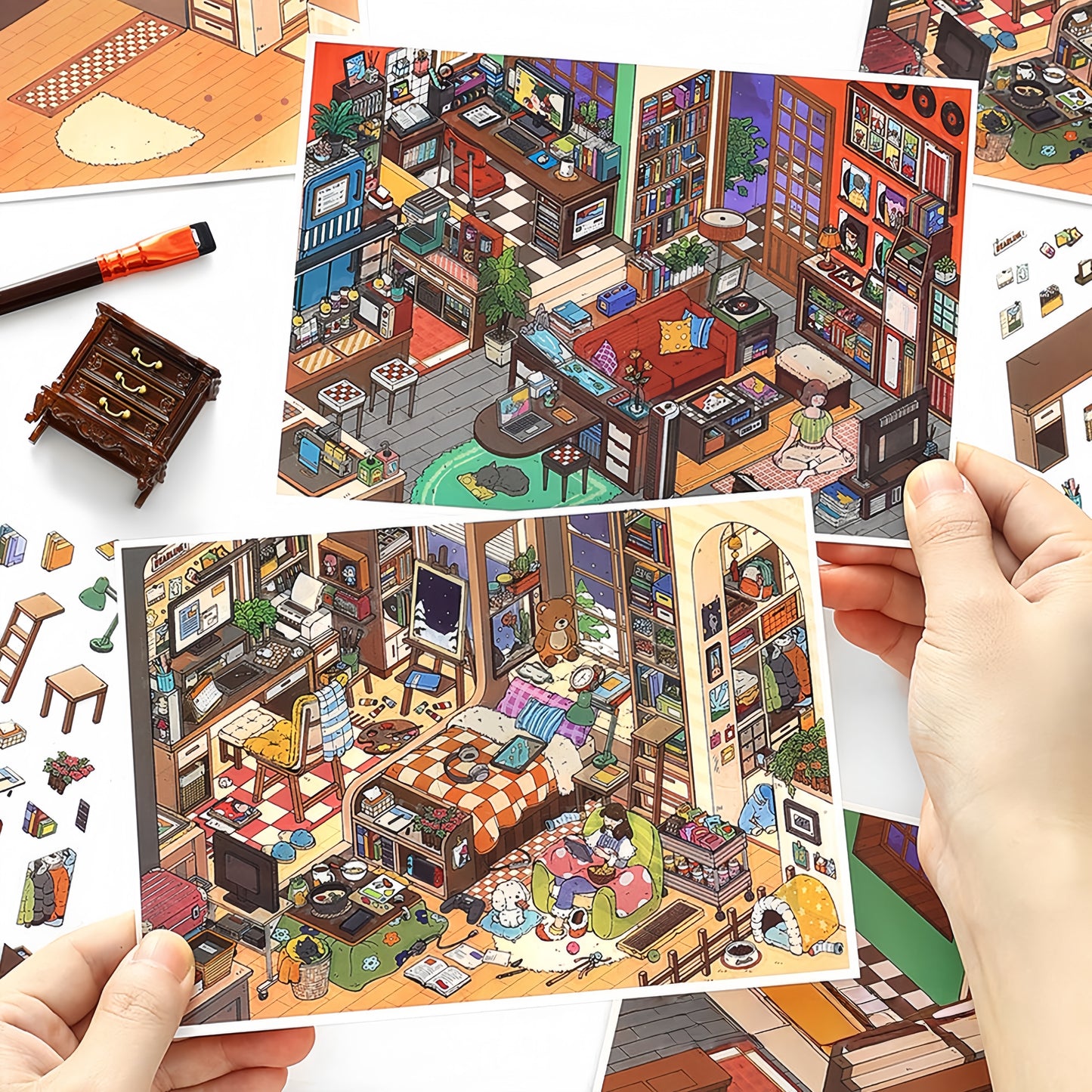 MBTI Home 3D Sticker | 2 Cute Miniature Scenes