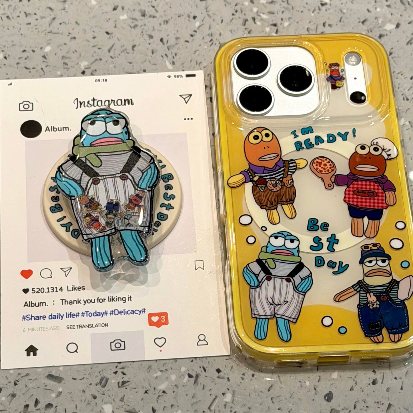 Cute Ugly Fish Magnetic Stand Acrylic Phone Case