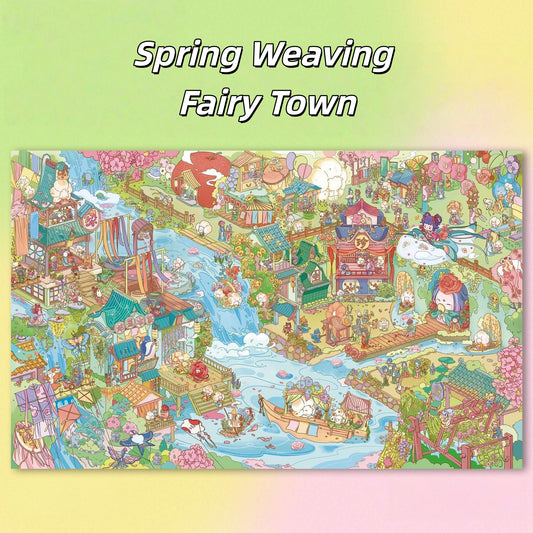 Spring Weaving Fairy Town 3D Sticker