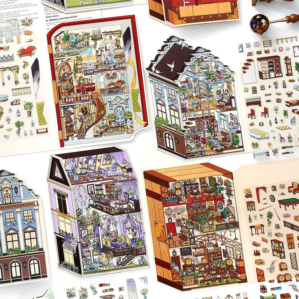 Dream House 3D Sticker | 4 Cute Miniature Scenes