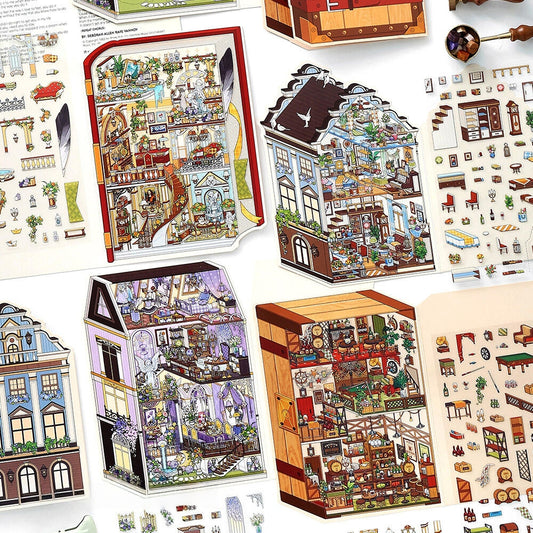 Dream House 3D Sticker | 4 Cute Miniature Scenes