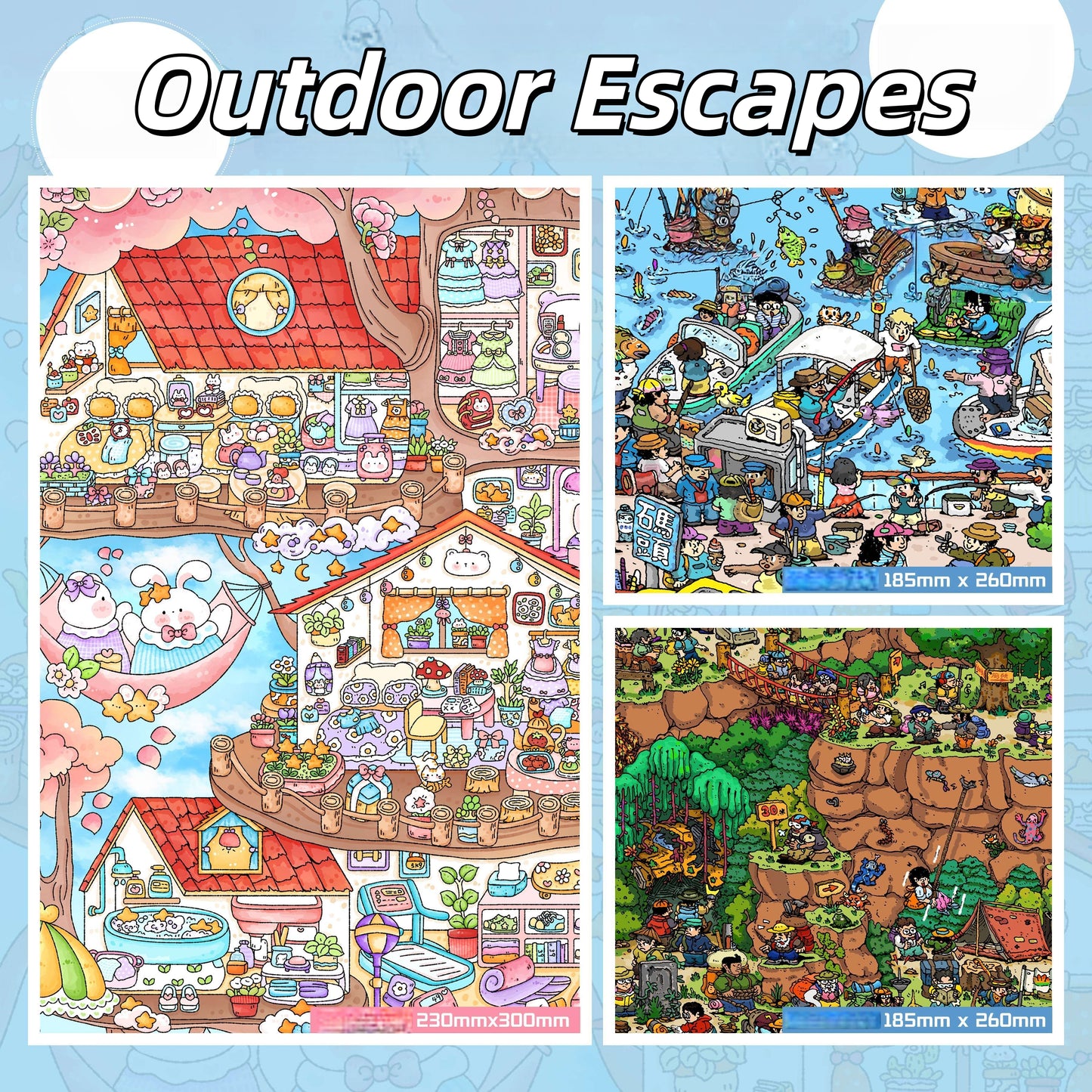 Outdoor Escapes 3D Sticker | 3 Cute Miniature Scenes
