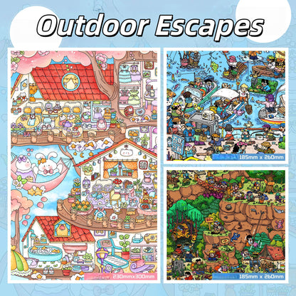 Outdoor Escapes 3D Sticker | 3 Cute Miniature Scenes