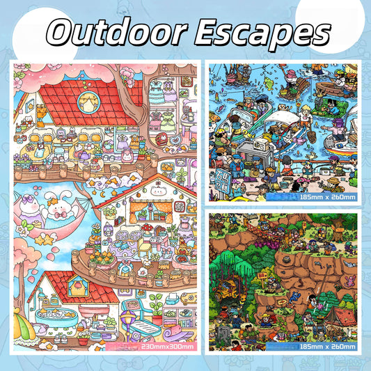 Outdoor Escapes 3D Sticker | 3 Cute Miniature Scenes