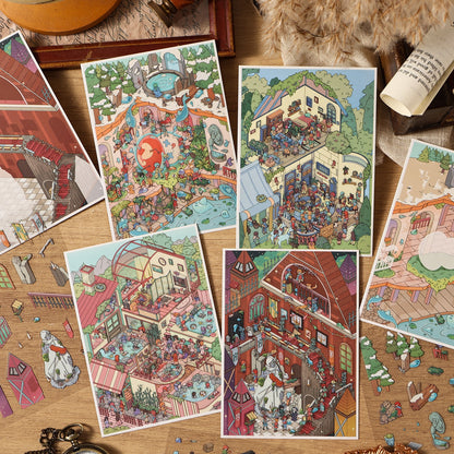 Adventure Notebook 3D Sticker | 4 Cute Miniature Scenes