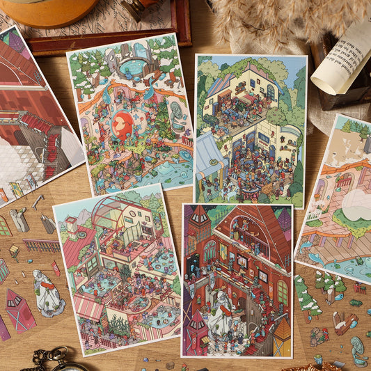 Adventure Notebook 3D Sticker | 4 Cute Miniature Scenes