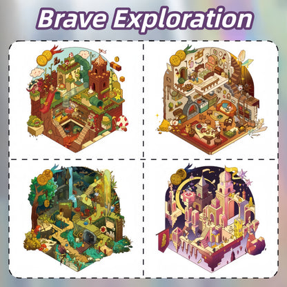 Brave Exploration 3D Sticker | 4 Cute Miniature Scenes