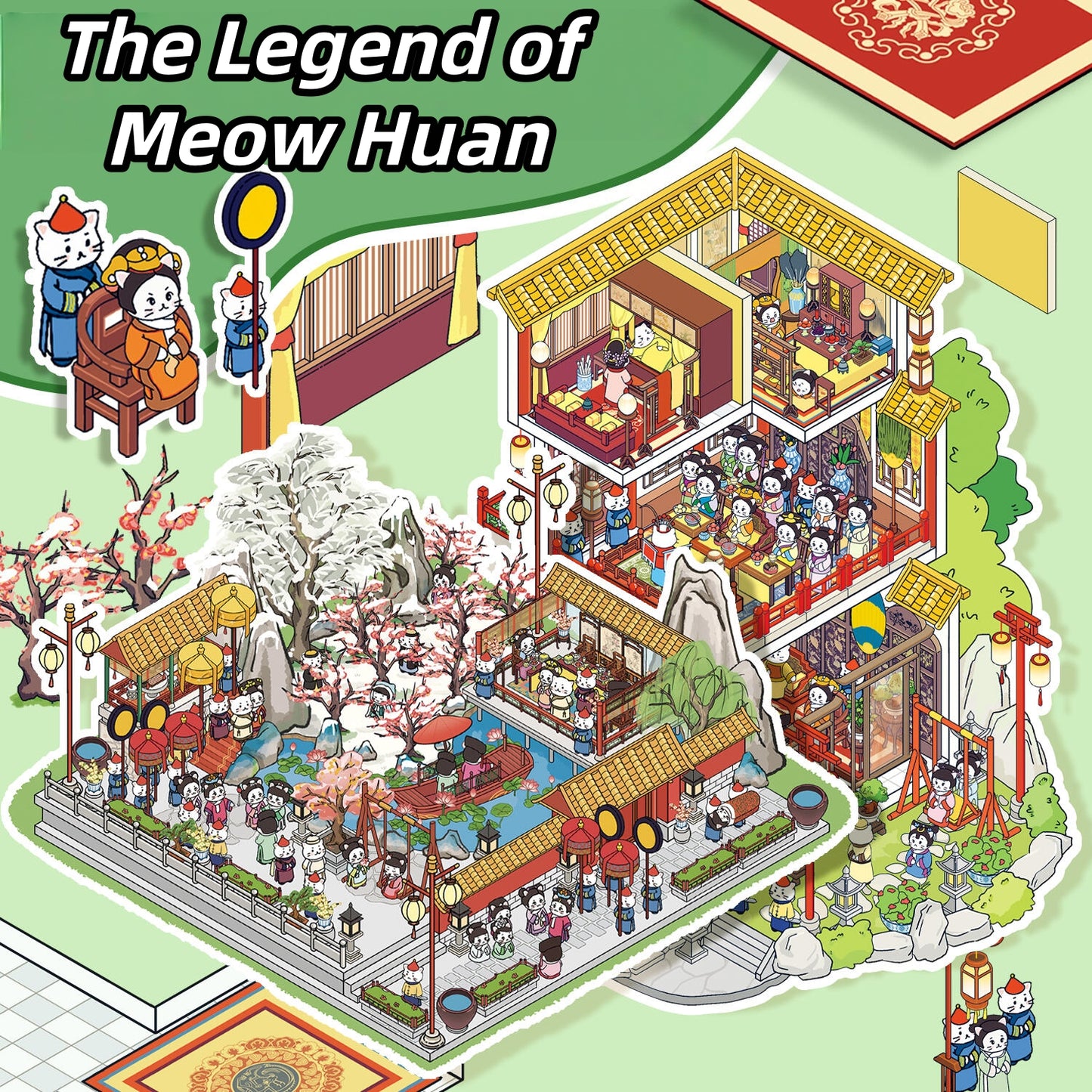 The Legend of Meow Huan 3D Sticker | 2 Cute Miniature Scenes