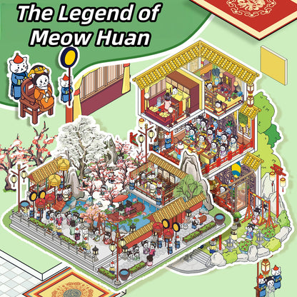 The Legend of Meow Huan 3D Sticker | 2 Cute Miniature Scenes
