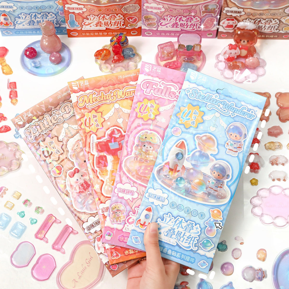 Playful Worlds 3D Stackable Stickers | 6 Cute Miniature Themes