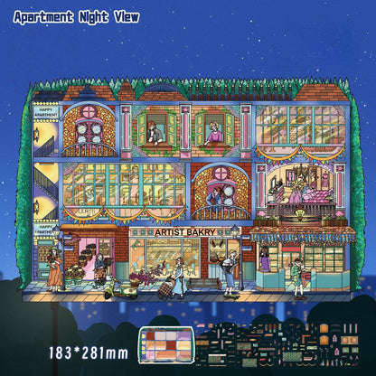 Apartment Night View 3D Sticker
