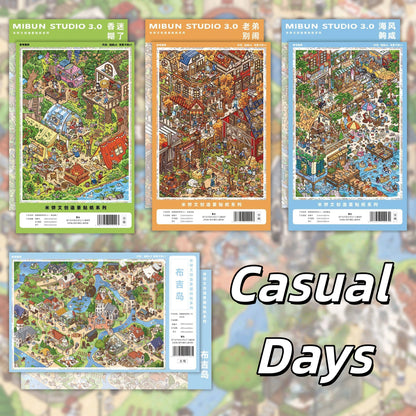 Casual Days 3D Sticker | 4 Cute Miniature Scenes