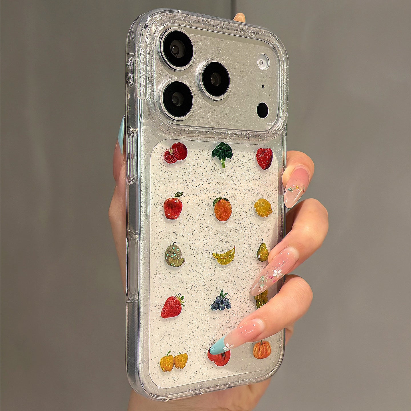 Grid Fruit Illustration Acrylic Phone Case