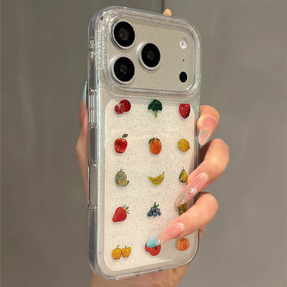 Grid Fruit Illustration Acrylic Phone Case