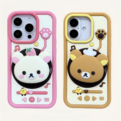 Bear Music Swivel Stand Silicone Phone Case