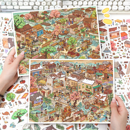 Fenghe Village 3D Sticker | 2 Cute Miniature Scenes