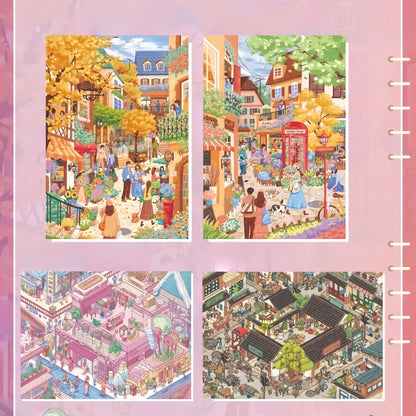 Little Town Stories 3D Sticker | 4 Cute Miniature Scenes