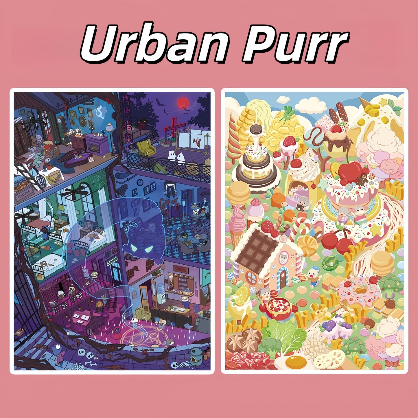 Urban Purr 3D Sticker | 2 Cute Miniature Scenes